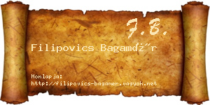 Filipovics Bagamér névjegykártya